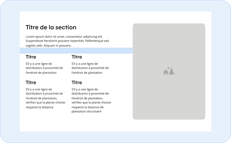 Image représentant la mise en page des espacements entre deux sections