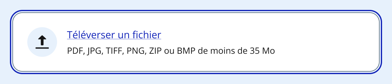 Image représentant un état interactif du champ de téléversement en différents styles