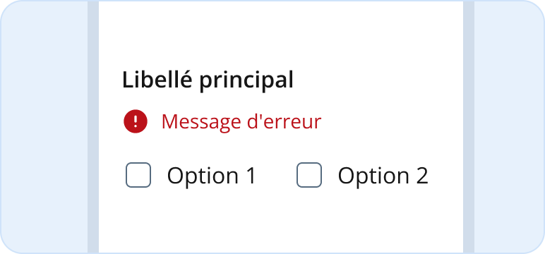 Image représentant un message d'erreur dans une liste à cocher horizontale
