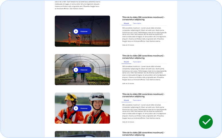 Image représentant le placement adéquat de plusieurs modules vidéos