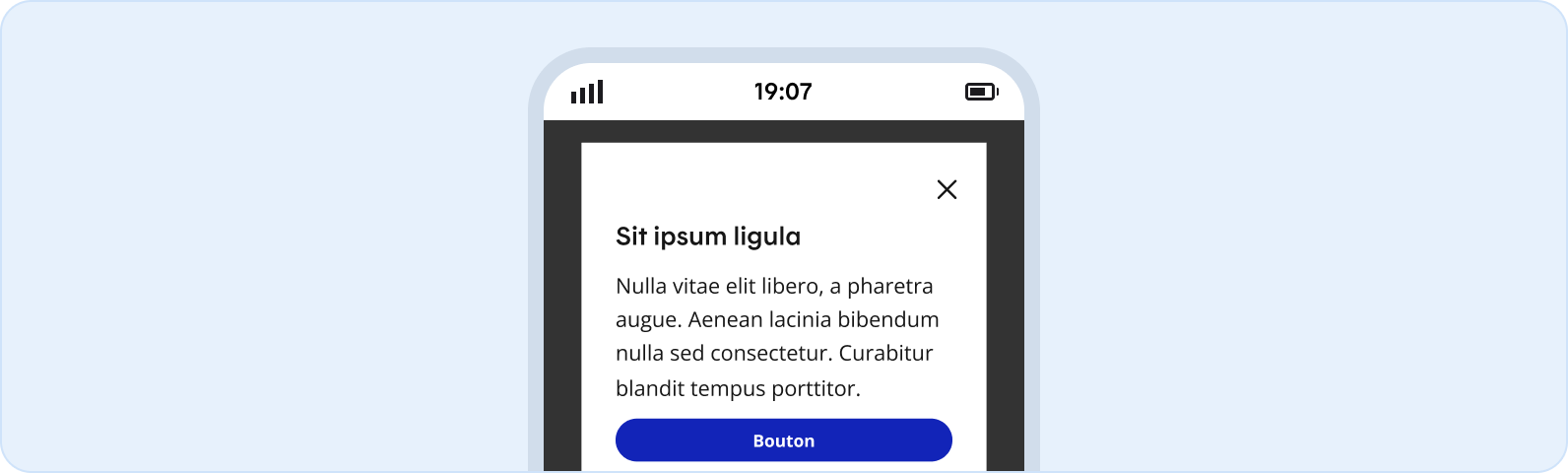 Image représentant l'utilisation d'une modale courte petite