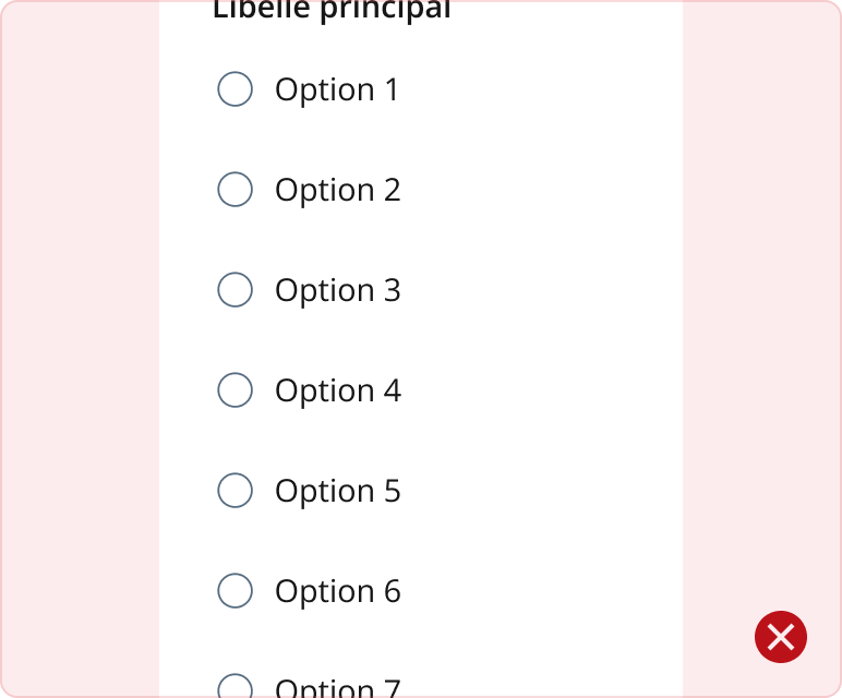Image représentant l'utilisation d'une liste horizontale dans un bouton radio