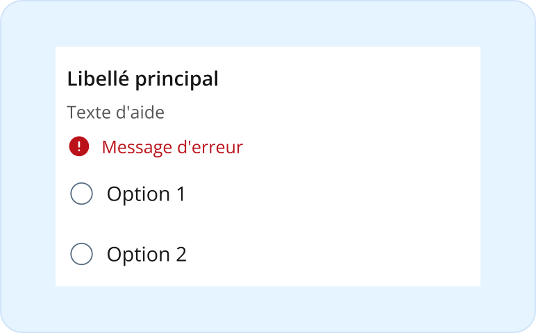 Image représentant un message d'erreur dans un bouton radio