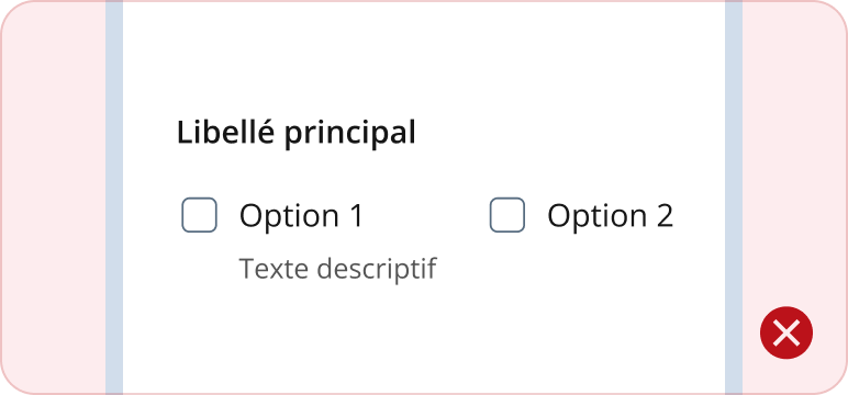 Image représentant l'utilisation non conforme d'un texte d'aide dans une liste à cocher horizontale