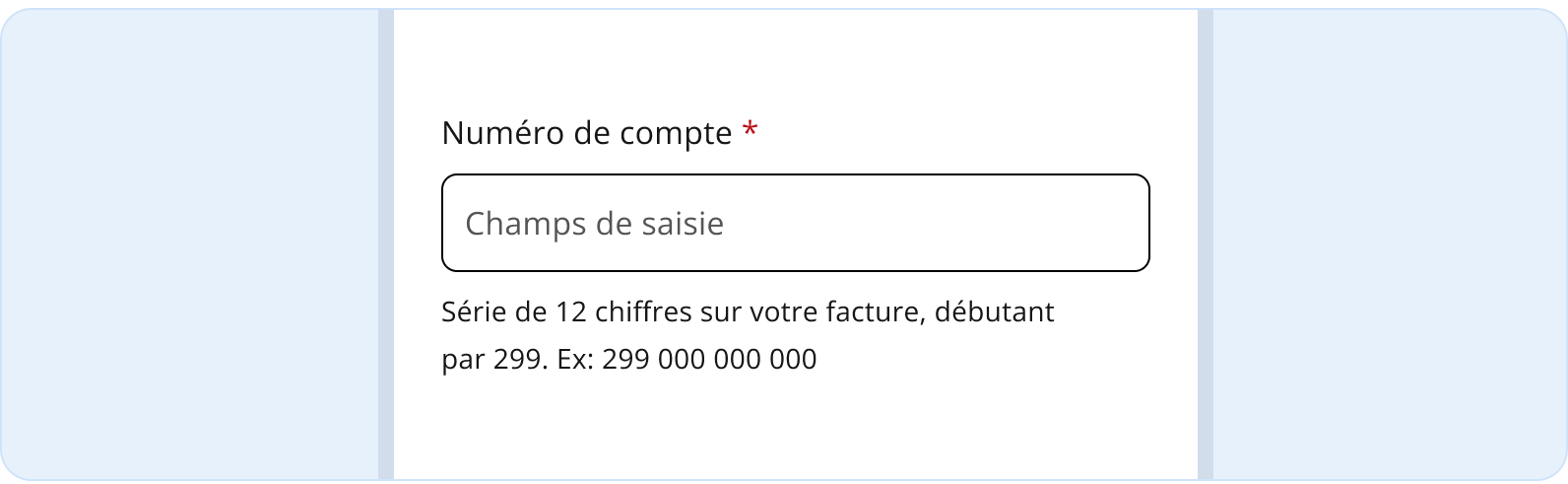 Image représentant l'affichage du texte directement sous un champ de saisi, sans une infobulle