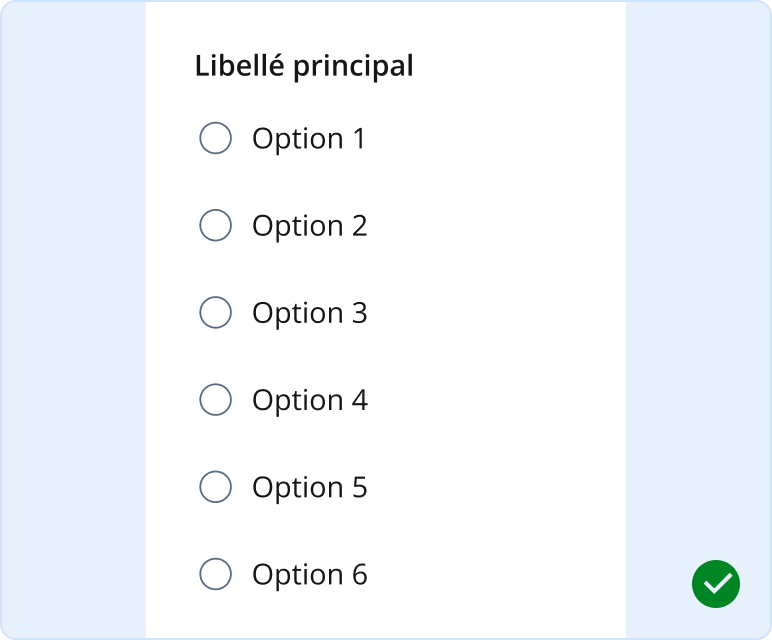 Image représentant l'utilisation d'une liste verticale dans un bouton radio