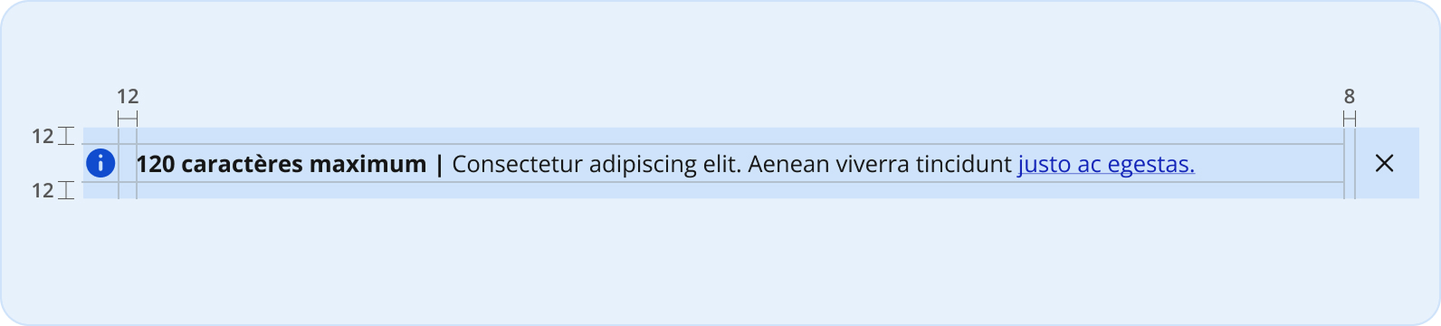Image représentant les spécification d'espacements d'un avis général dans une moyenne à extra-grande grille