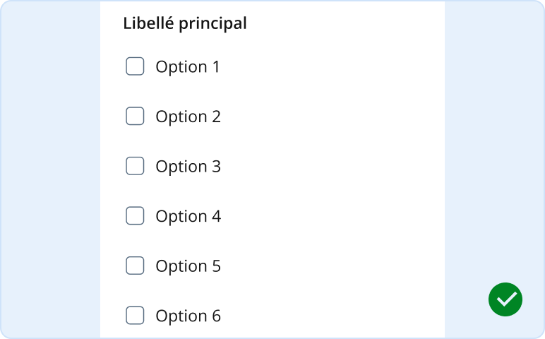 Image représentant l'utilisation conforme d'une liste à cocher verticale