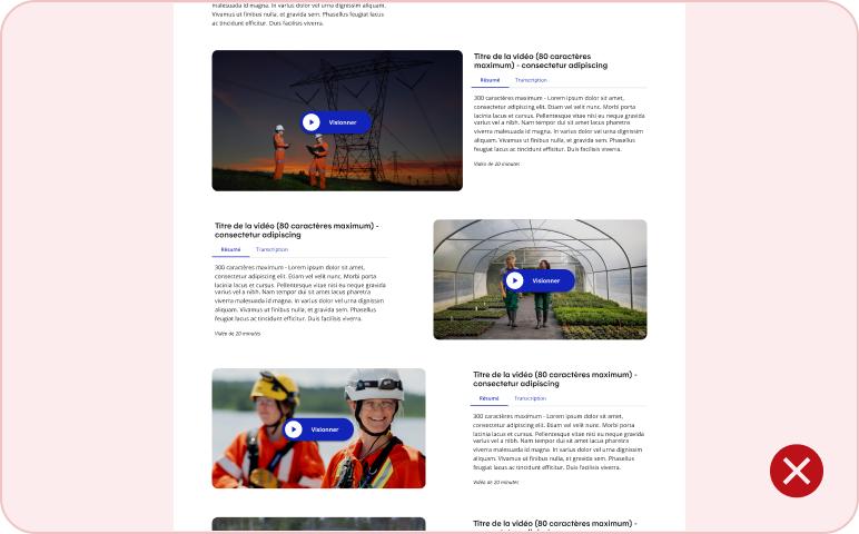 Image représentant le placement inadéquat de plusieurs modules vidéos