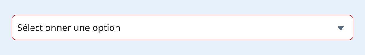 Image représentant les différents états interactifs du champ de sélection dans une liste déroulante