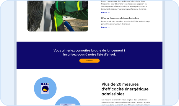 Image représentant le placement dans la page avec une bandeau d'action