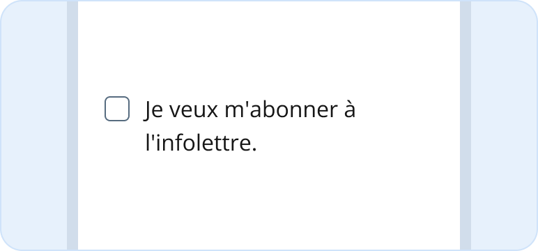 Image représentant les particularités de la case à cocher seule - aucun élément interactif