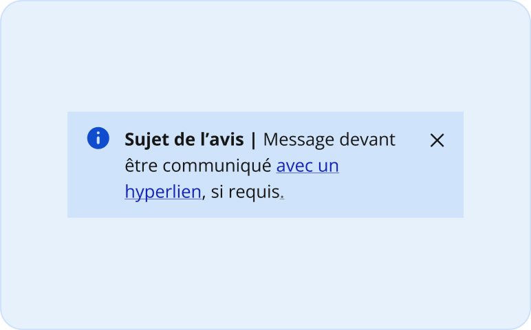 Image représenant un avis général avec un bouton « fermer »