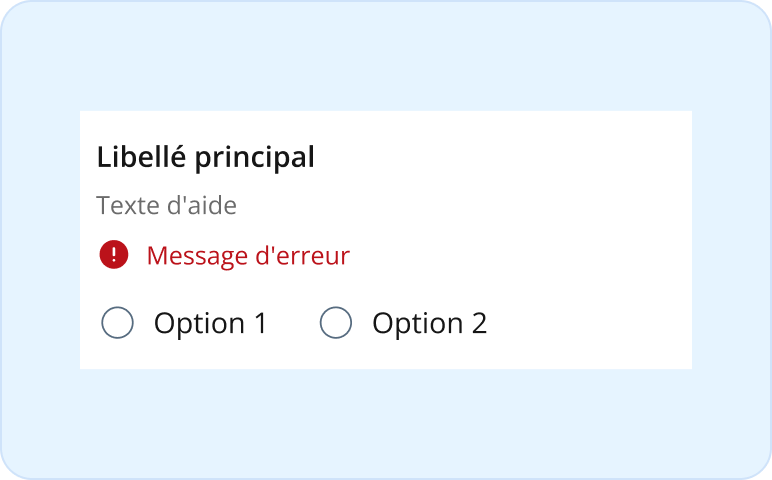 Image représentant un message d'erreur dans un bouton radio