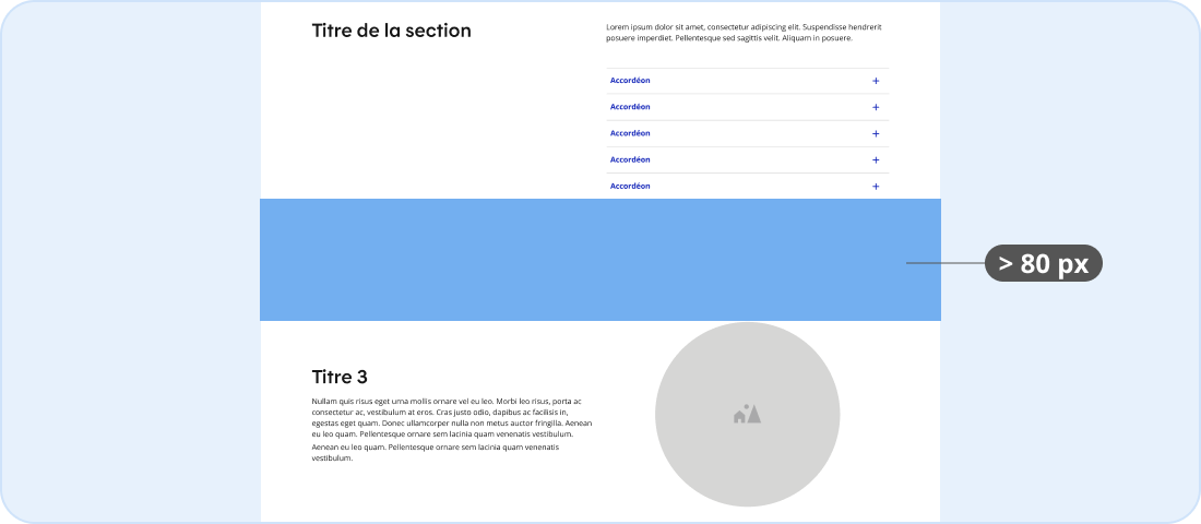 Image représentant l'espacement approprié dans un faux pied de page