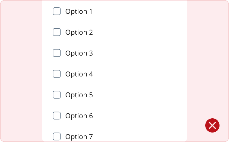 Image représentant l'utilisation non conforme d'une liste à cocher verticale
