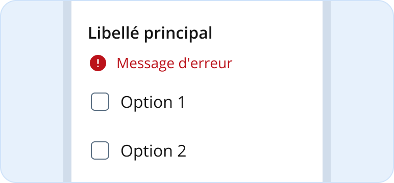 Image représentant un message d'erreur dans une liste à cocher verticale 