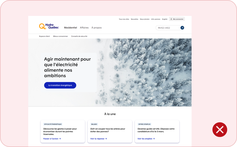 Image représentant l'utilisation non conforme des couleurs visuelles claires