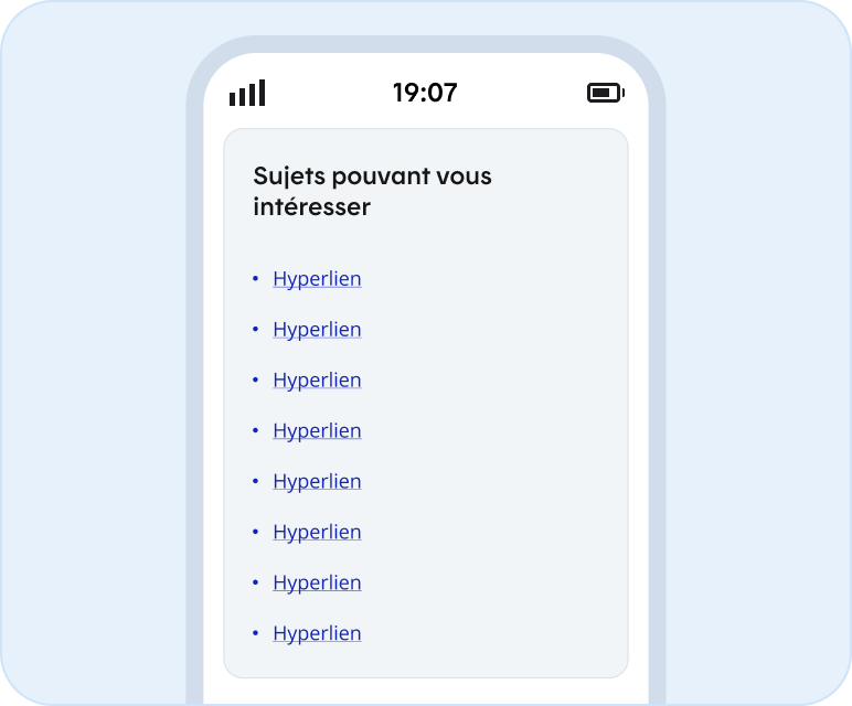 Image représentant les différentes versions de listes de liens possibles
