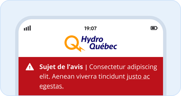 Image représentant un avis général d'alerte critique