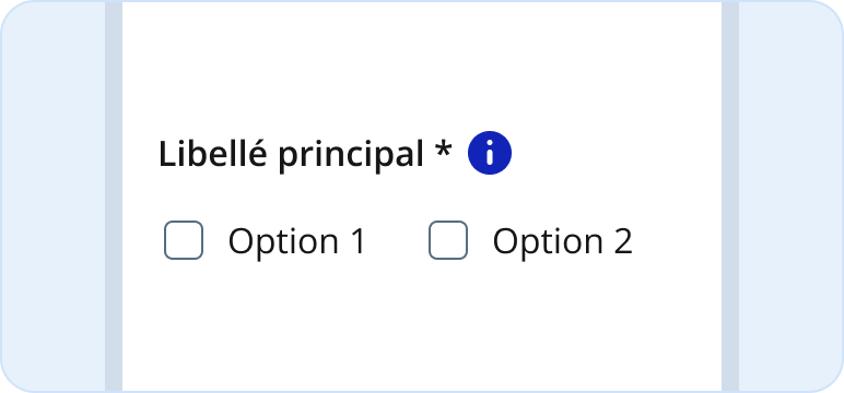 Image représentant l'utilisation d'un astérisque et infobulle dans une liste à cocher horizontale