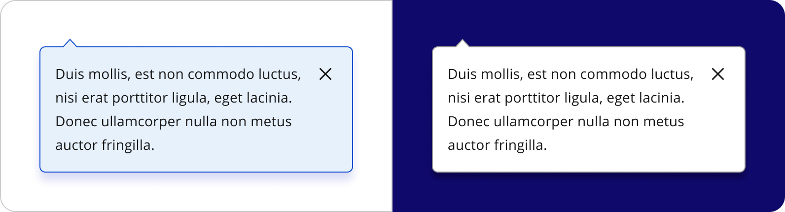 Image montrant les différentes couleurs et styles d'infobulle