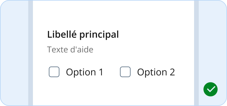 Image représentant l'utilisation conforme d'un texte d'aide dans une liste à cocher horizontale