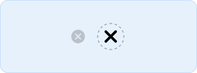 Image représentant un exemple avec un x désactivé et un x activé