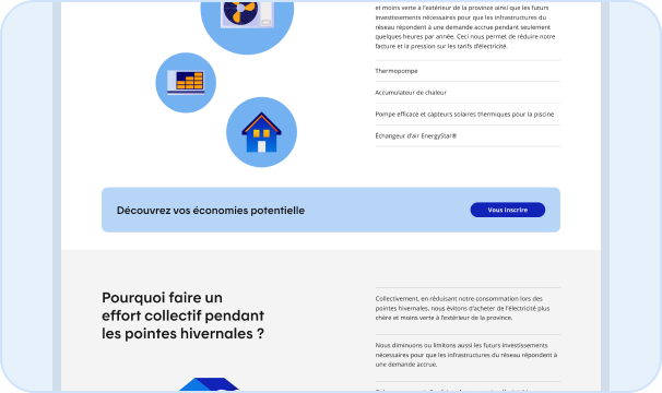 Image représentant le placement dans la page avec un bloc d'action