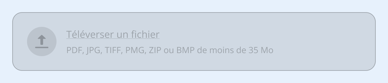 Image représentant un état interactif du champ de téléversement en différents styles