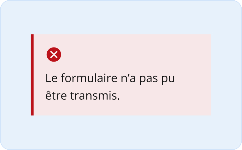Image représentant un avis d'erreur avec un message d'échec