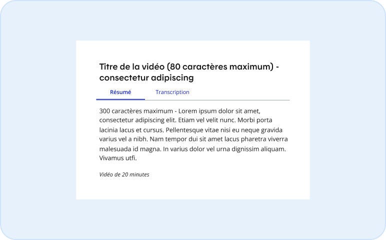 Image représentant l'utilisation d'un onglet résumé dans une vidéo standard
